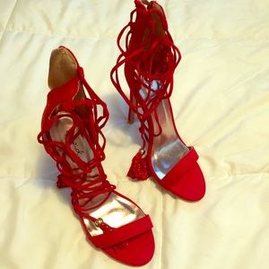 Red never worn heels